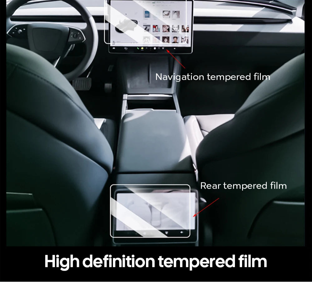 Center & Rear Screen Tempered Glass Protector for Tesla Model 3 Highland & Model Y Juniper
